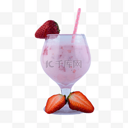 酒水摄影图图片_食品零食奶油草莓牛奶