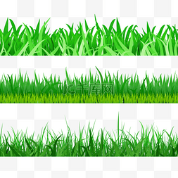 三组茂盛的春季复活节绿色草地