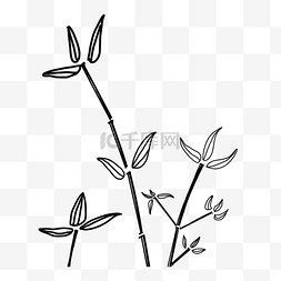 竹子线条图片_创意黑白单色涂鸦线条手绘竹子
