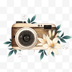 水彩百合花卉相机