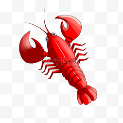 龙虾展架图片_美食红色卡通小龙虾海鲜剪贴画