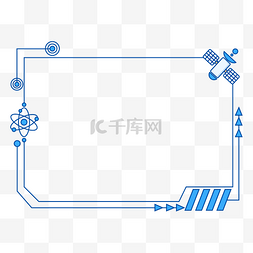 卫星天线简画图片_科技卫星线描边框