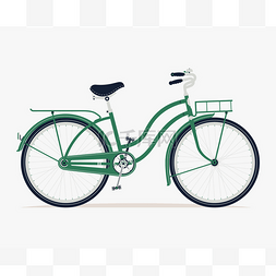手绘自行车图片_复古绿色自行车