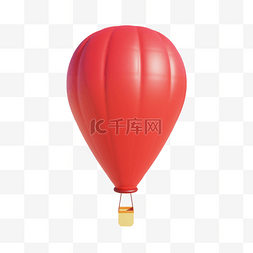 红色热气球png图片_3DC4D立体红色热气球