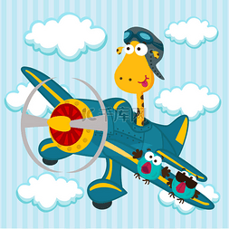 尼桑logo图片_长颈鹿和鸟类飞行的飞机上