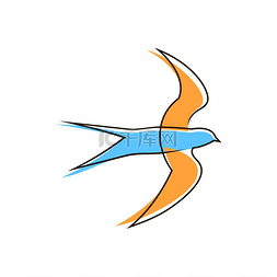 张开翅膀的图片_燕子张开翅膀孤立和平的象征。