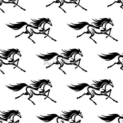 黑白动物图案设计图片_用于运动或室内配饰设计的黑白马