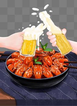 小龙虾配啤酒图片_夏季美食小龙虾配啤酒