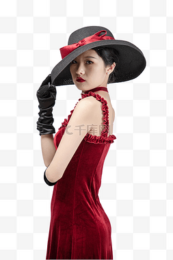 红本图片_时尚性感红裙美女