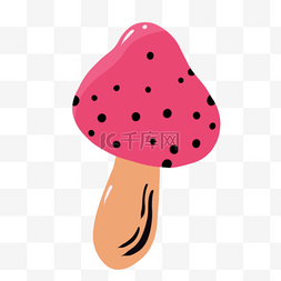 红色黑点蘑菇卡通嬉皮士贴纸