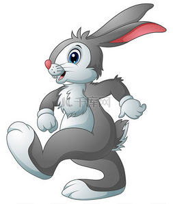 灰色SPRING图片_Funny rabbit cartoon