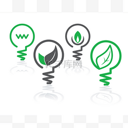 公司灰色图片_环境绿色照明灯泡图标