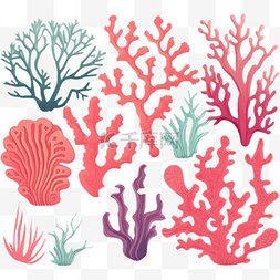 卡通扁平风格珊瑚