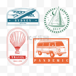 复古印章背景图片_交通工具旅游邮票