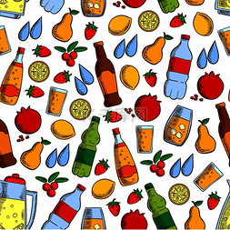 水果和冷饮的图案与软饮料、果汁