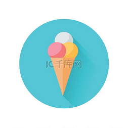冰淇淋球矢量图图片_冰淇淋矢量平面图华夫饼蛋卷配三