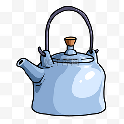 烧水壶铁质蓝色图片绘画创意