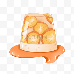 橙色透明橙子果冻剪贴画