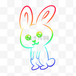 渐背景图片_彩虹光效可爱兔子图案