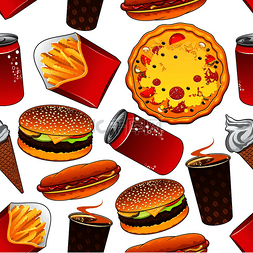 卡通炸薯条快餐图片_快餐彩色卡通背景设计与意大利美