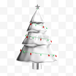 c圣诞树图片_3D立体圣诞节银色圣诞树