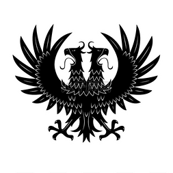 鹰鹰图片_双头黑鹰的象征有着凸起的翅膀和
