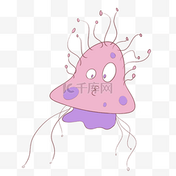 粉色紫色简约卡通可爱表情病毒细