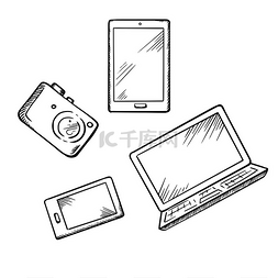 形体素描图片_现代智能手机、平板电脑、笔记本