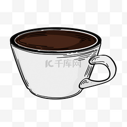 白色经典款咖啡杯和黑咖啡