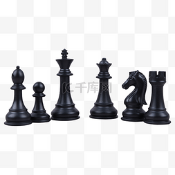 黑白象棋棋子图片_六个黑色国际象棋棋子简洁