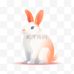 可爱小白兔卡通图片_手绘动物扁平素材小白兔(2)