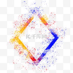 抽象流体几何图片_流体渐变橙蓝菱形边框
