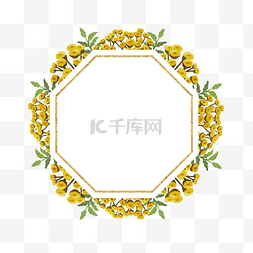 水彩花卉金色图片_艾菊花卉水彩装饰边框