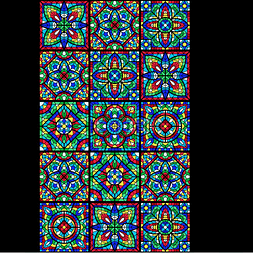 透明的马赛克图片_带彩色片的彩色玻璃窗。