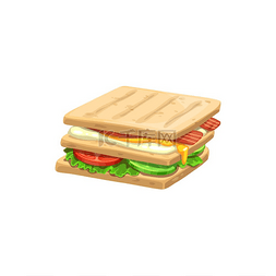 三明治、快餐菜单图标、小吃和街