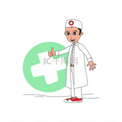 医生卡通人物矢量图形艺术插图医