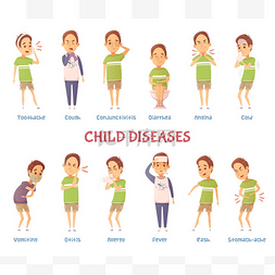 卡通装饰医疗标志图片_儿童疾病字符组