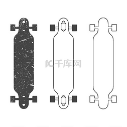 滑冰轮廓图片_长板轮廓和线条图。