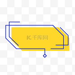 蓝色几何线条边框图片_黄色切角矩形抽象几何线条文本框