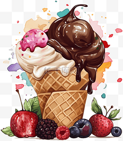 夏天奶油冰淇凌卡通甜点