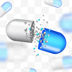 医学用品元素图片_胶囊蓝色分解药物