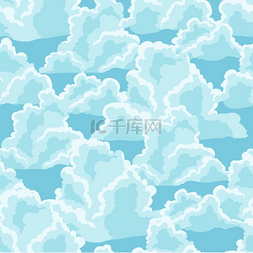 蓝蓝的天空图片_蓝蓝的天空无缝模式与卷曲的云彩