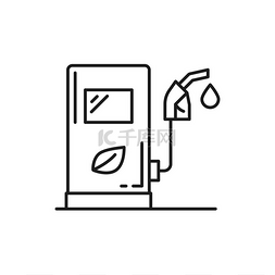 加油站标志图片_绿色生物燃料加油嘴和橱柜隔离的