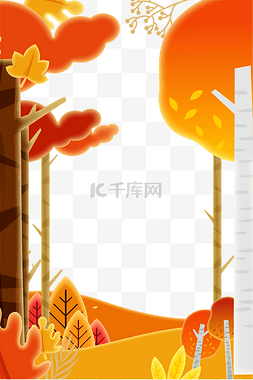 秋季风景海报图片_秋天景色立体边框