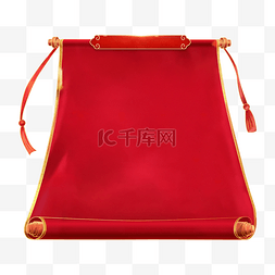 红色大装饰图片_国潮中国古风立体红色卷轴边框
