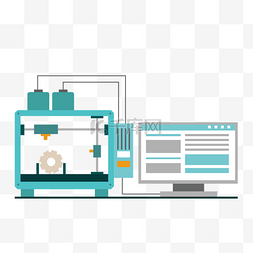 动态表单设计图片_3d打印科技打印机链接电脑插画