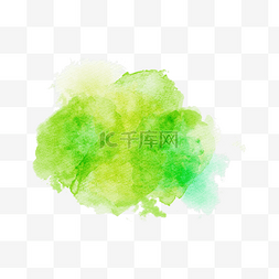 笔刷绿色墨迹叠加水彩风格