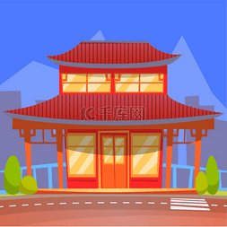 东方风格的建筑、日本或中国餐厅
