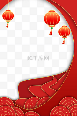 红色喜迎元旦图片_新年灯笼侧边框边框