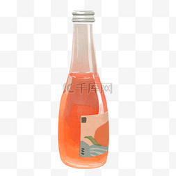 甜橙汽水图片_手绘水彩蜜桃汽水果汁手账贴纸